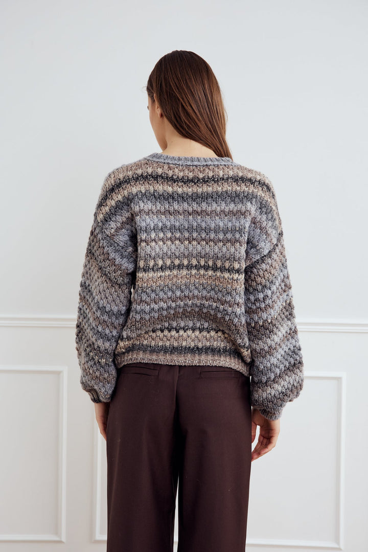 Noella Kae Knit Cardigan in Light Grey Mix