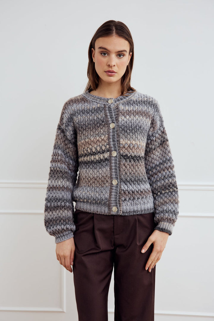 Noella Kae Knit Cardigan in Light Grey Mix