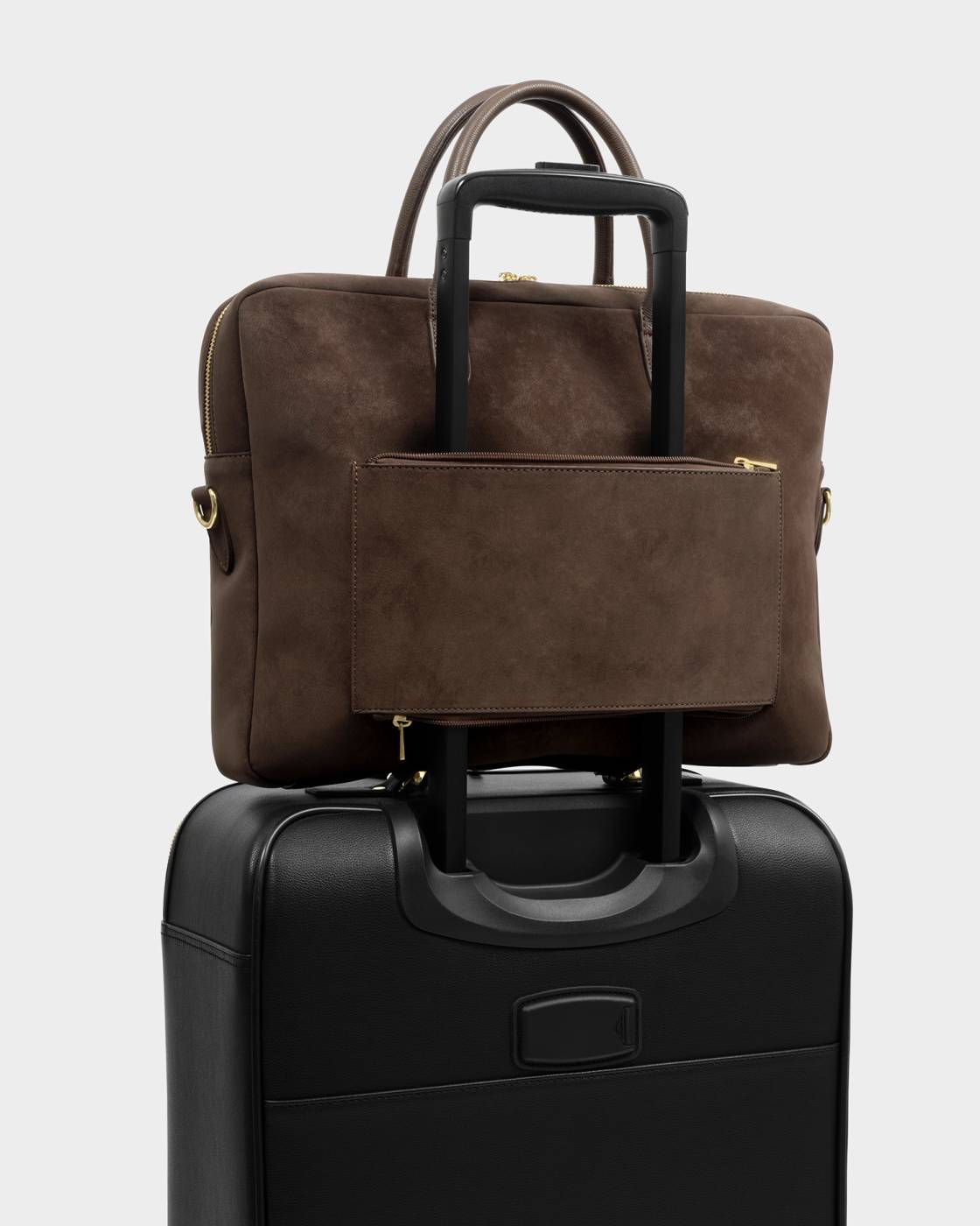 Katie Loxton Suedette City Laptop Bag in Chocolate