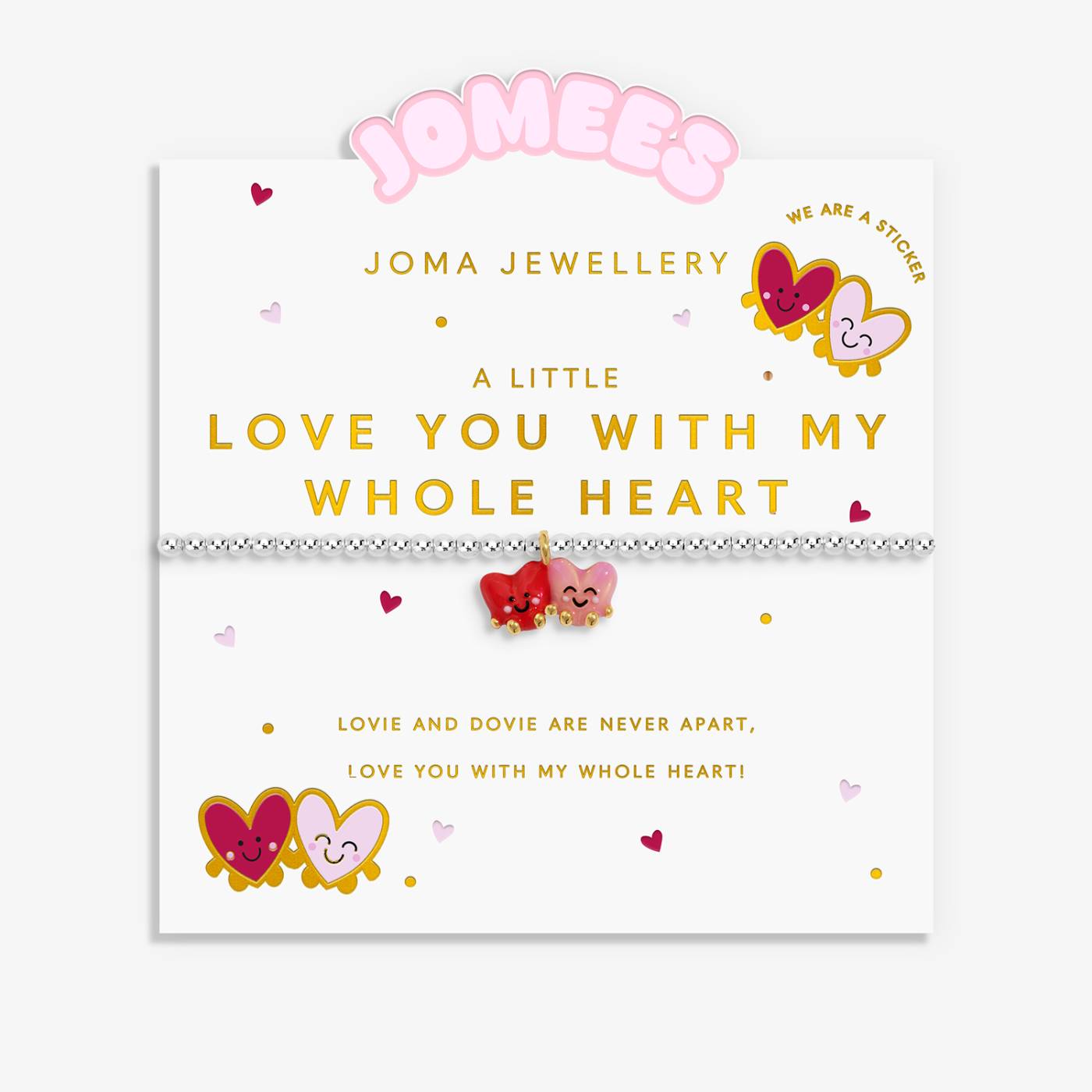 Joma Jewellery Kids' A Little Jomees 'Love You With My Whole Heart' Bracelet In Silver and Gold Plating