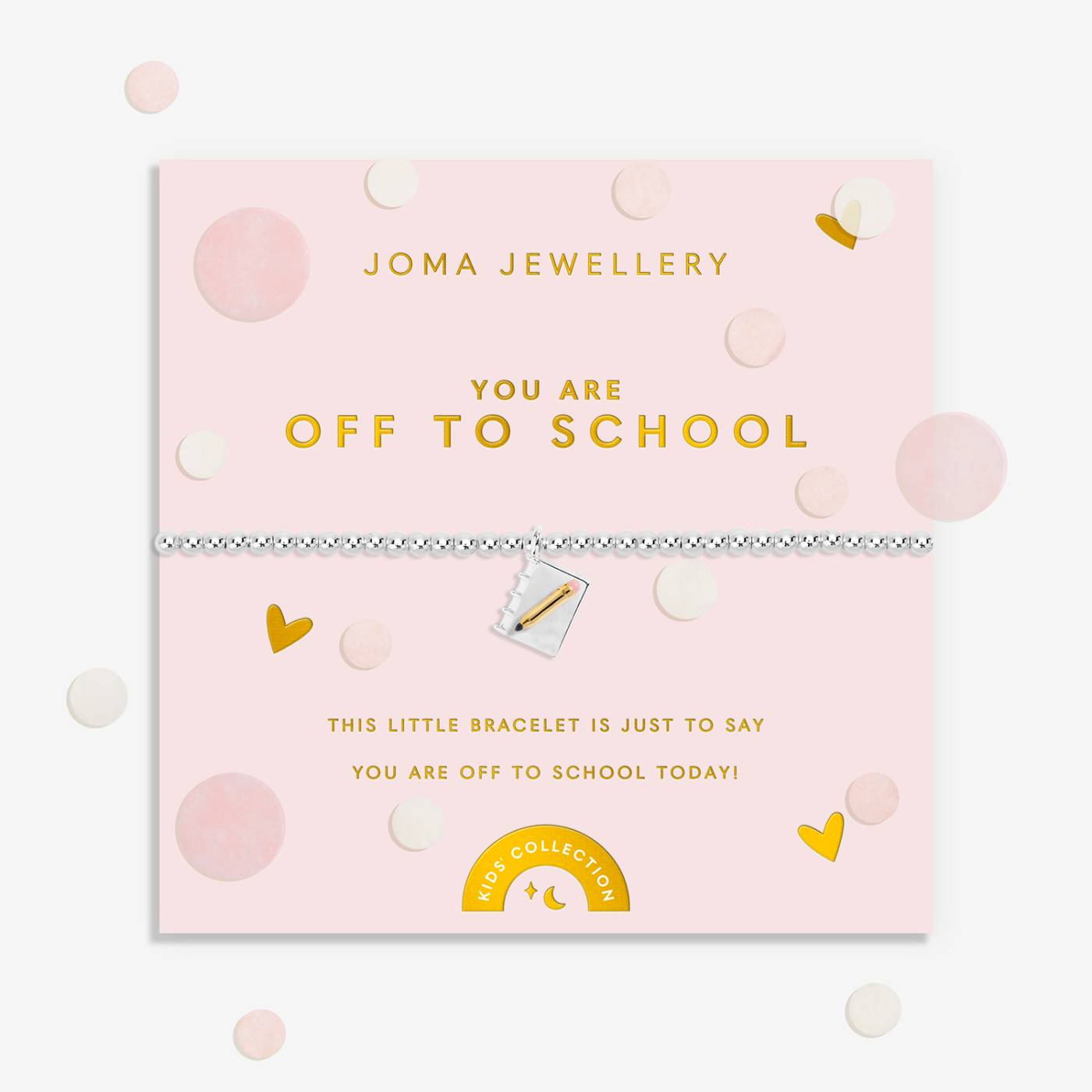 Joma Jewellery Kids' Confetti A Little 'You Are Off To School' Bracelet In Silver Plating