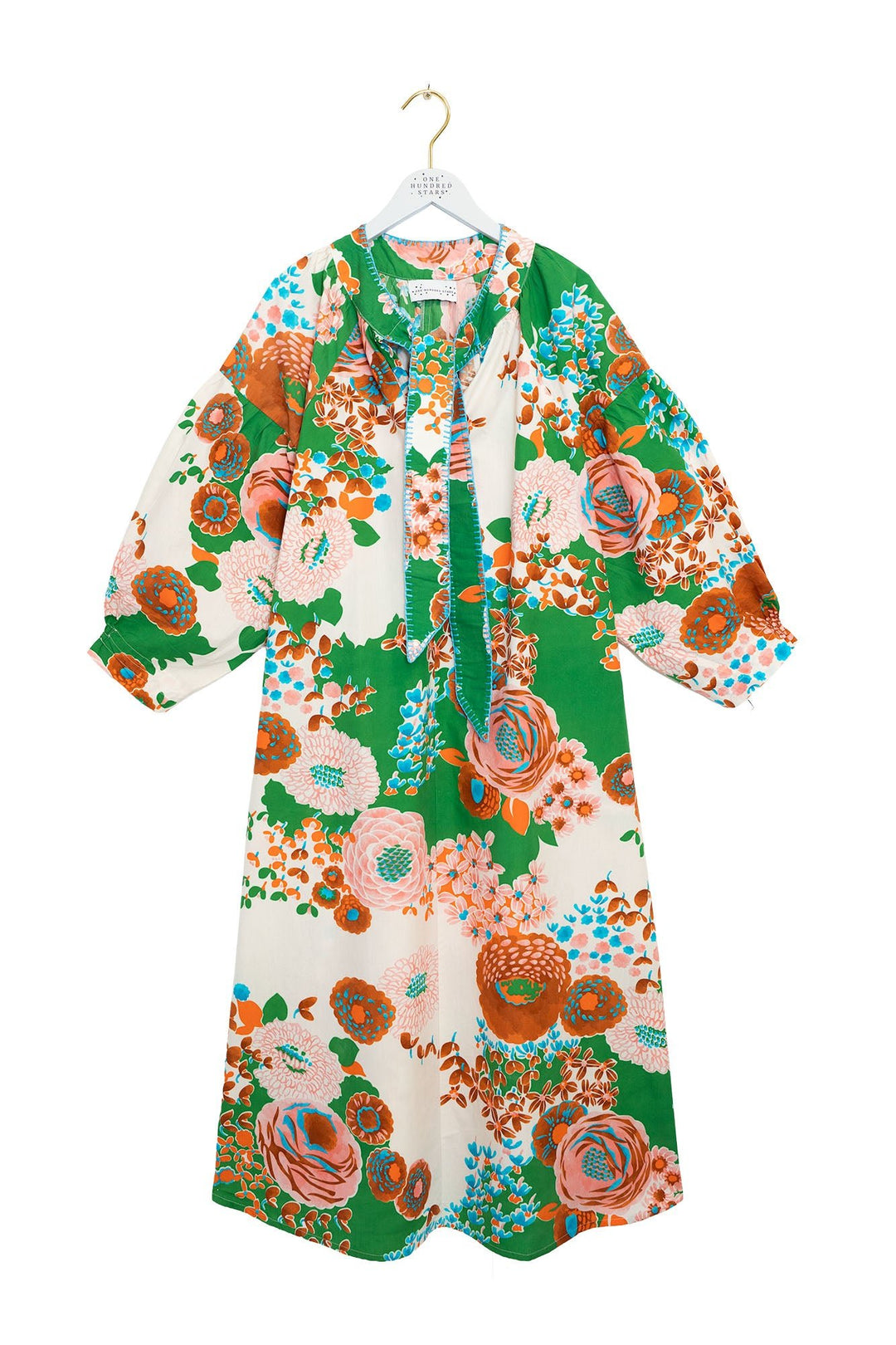 One Hundred Stars Kitsch Bouquet Green Tie Dress