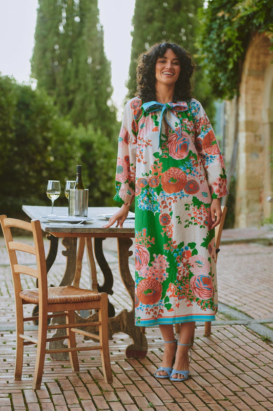 One Hundred Stars Kitsch Bouquet Green Tie Dress