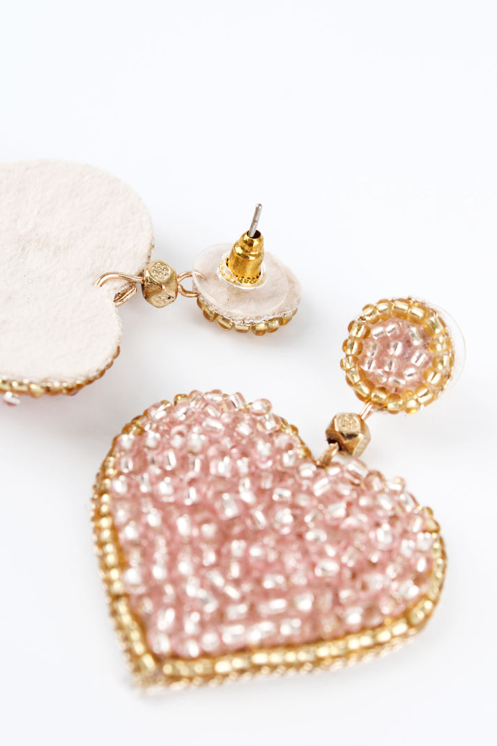 My Doris Beaded Light Pink Heart Drops