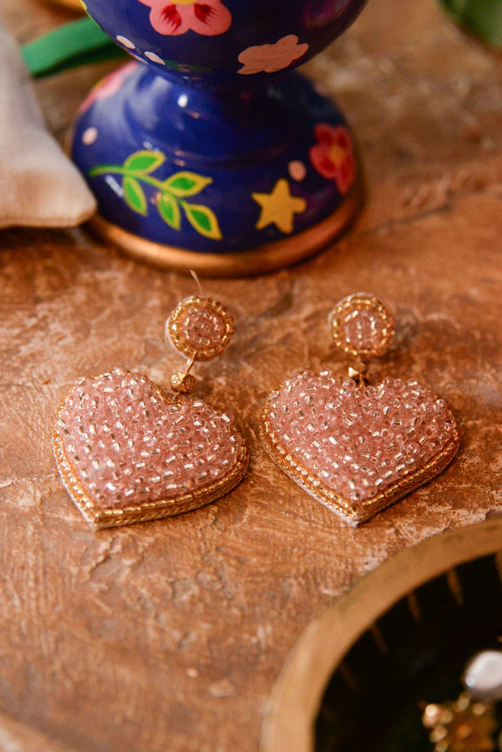 My Doris Beaded Light Pink Heart Drops