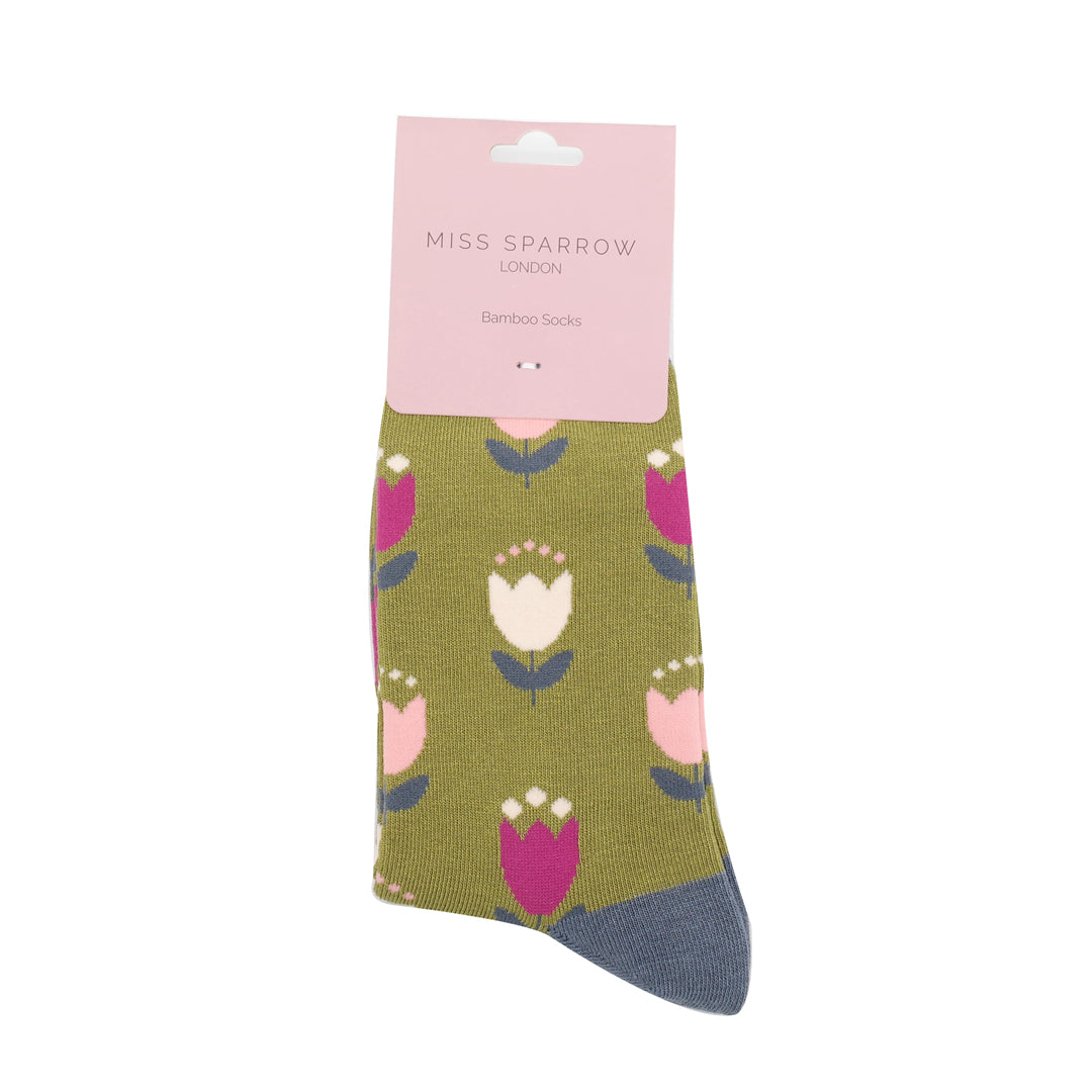 Miss Sparrow Tulips Socks Moss