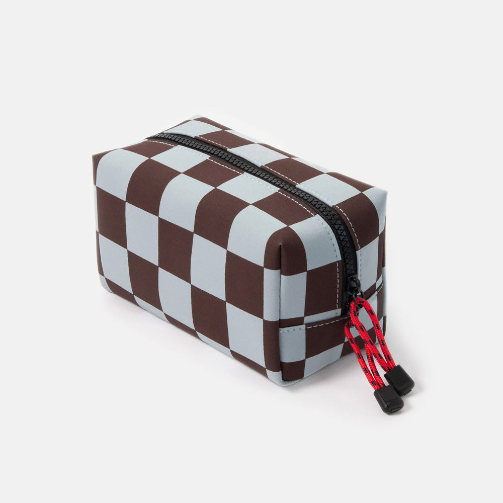Caroline Gardner Wine/Blue Check Grooming Bag