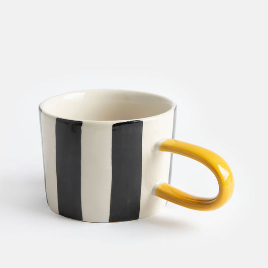 Caroline Gardner Mono Wide Stripe Ceramic Mug