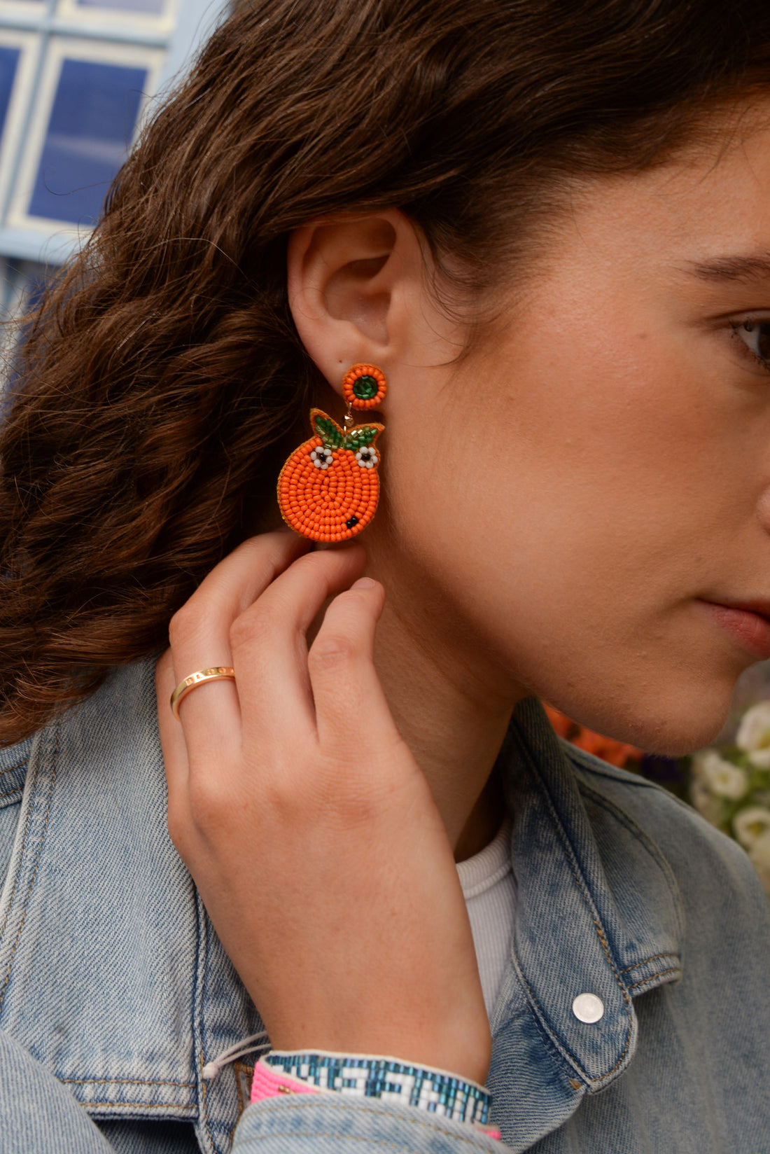 My Doris Mini Orange Beaded Earrings