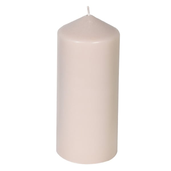 Beige candle on a white background