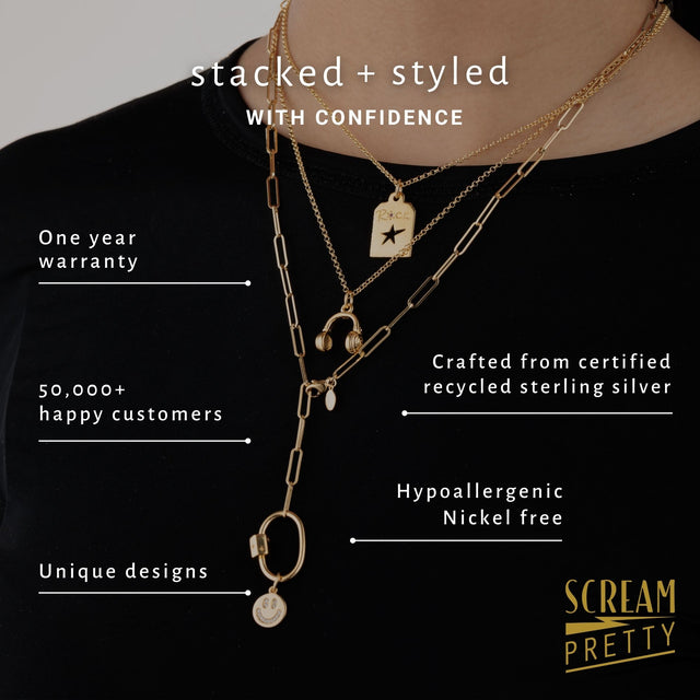 Smiley Face Necklace Silver