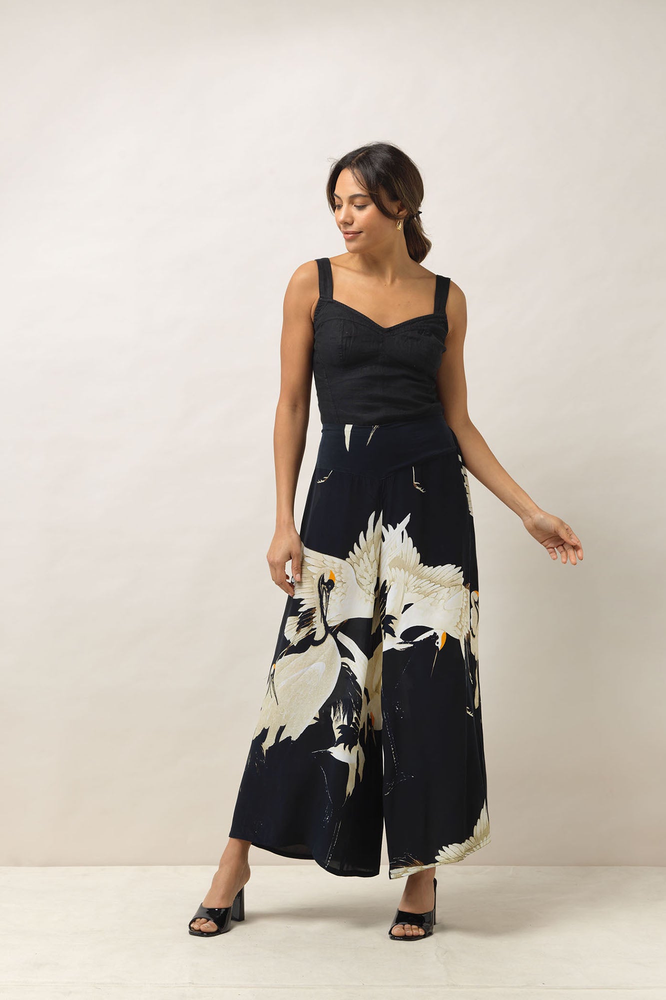 One Hundred Stars Stork Black Palazzo Pant