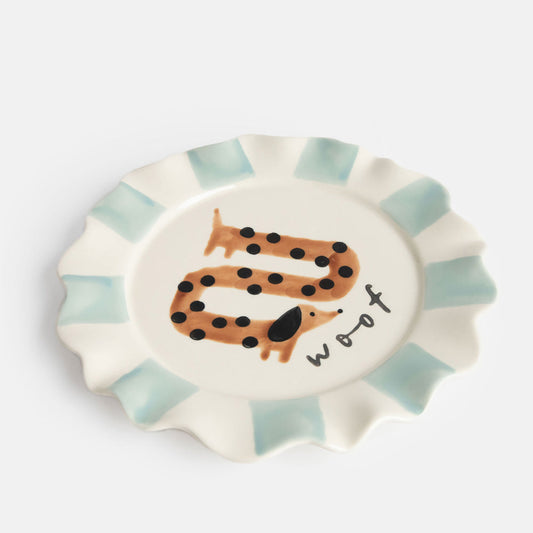 Caroline Gardner Woof Sausage Dog Ceramic Plate
