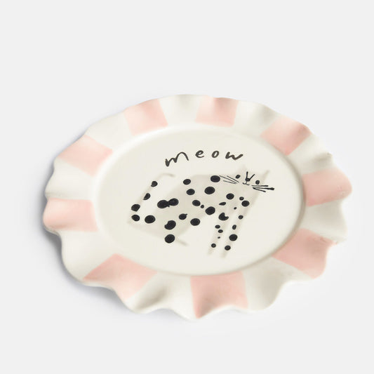 Caroline Gardner Meow Dotty Cat Ceramic Plate