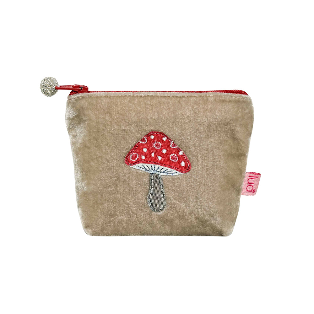 Lua Red Mushroom Appliqued Mini Purse