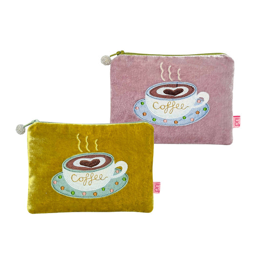 Lua Coffee Applique small velvet Purse