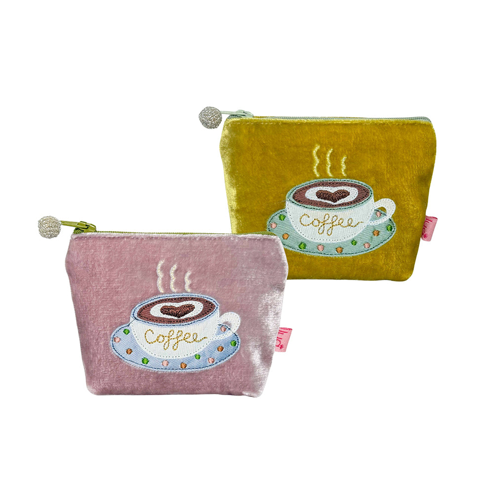 Lua Coffee Appliqued Velvet Mini Purse