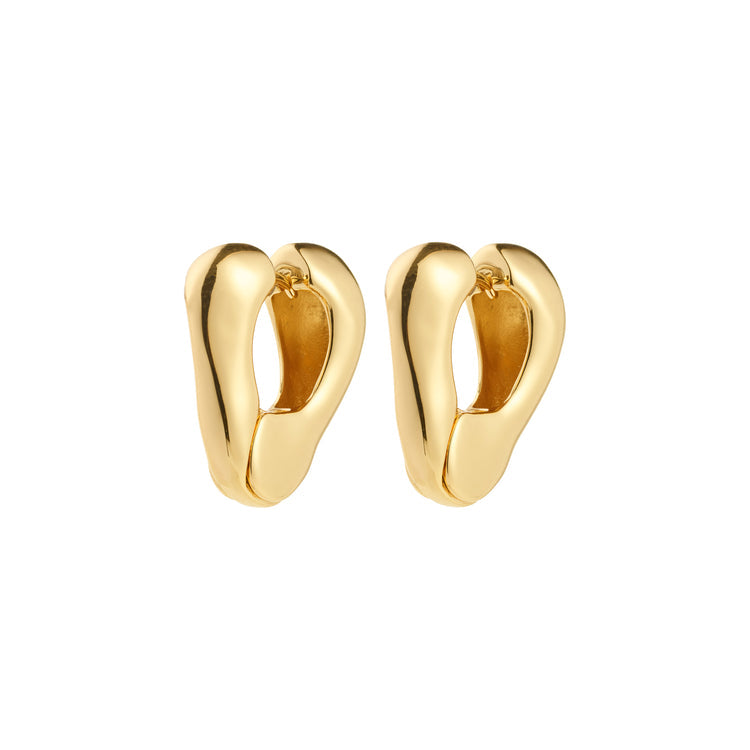 Pilgrim FREE Earrings Gold-Plated. Pair of gold hoop earrings on a white background