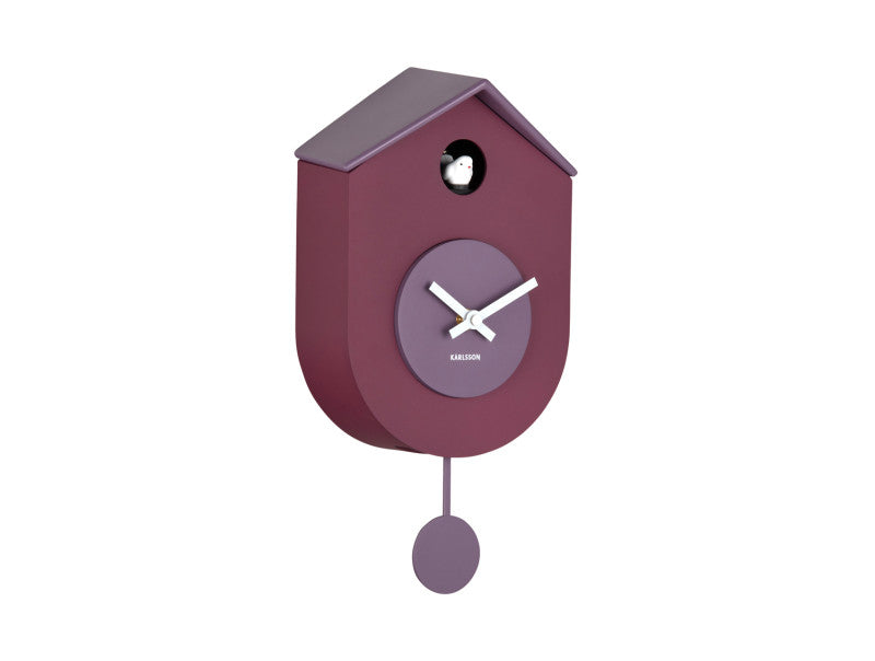 Present Time Wall Clock Grato Cuckoo in Mauve Purple