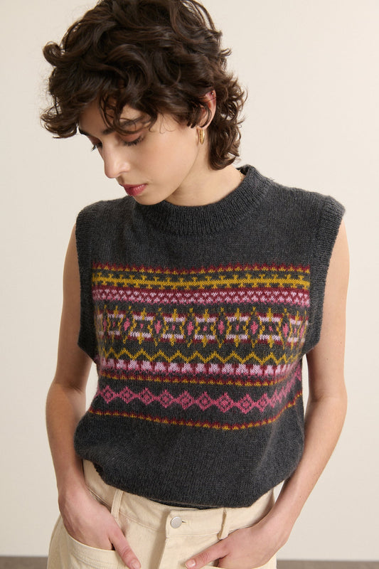 Garance Paris Bibi Sleeveless Sweater in Anthracite