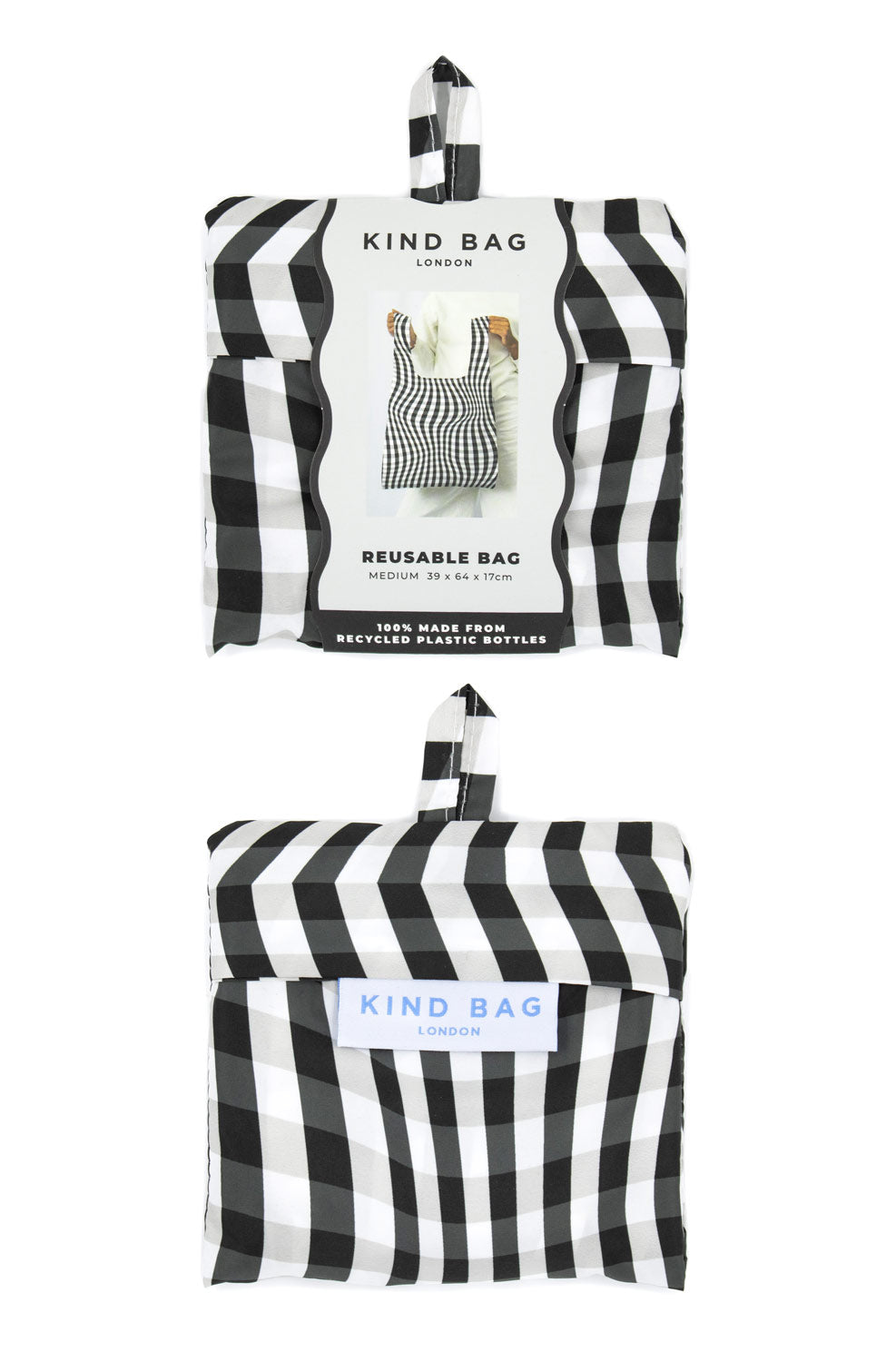Kind Bag Distorted Gingham Medium Reusable Bag