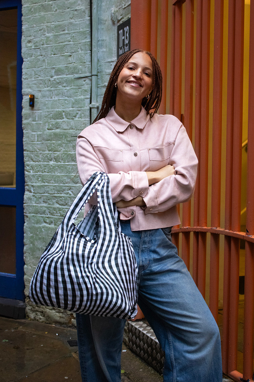 Kind Bag Distorted Gingham Medium Reusable Bag