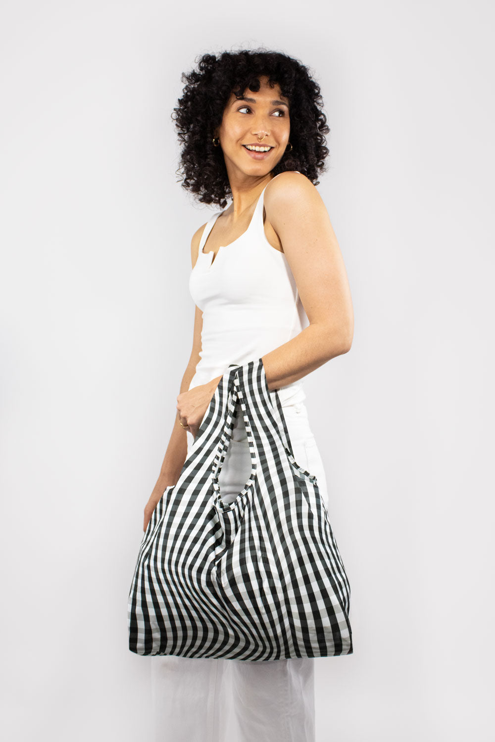 Kind Bag Distorted Gingham Medium Reusable Bag