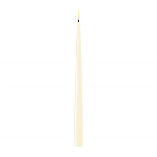 deluxe homeart tapered dinner candle in cream 2.2cm x 28cm
