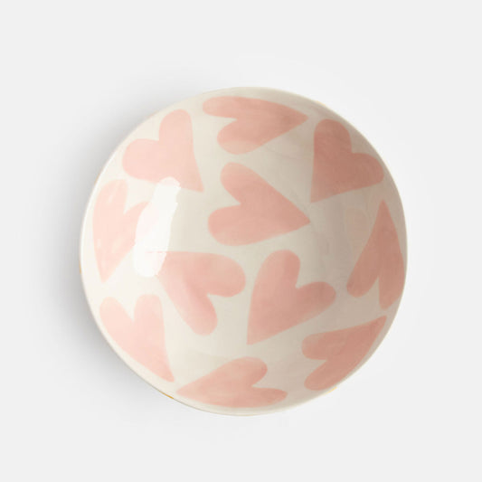 Caroline Gardner Pink Hearts Stoneware Bowl