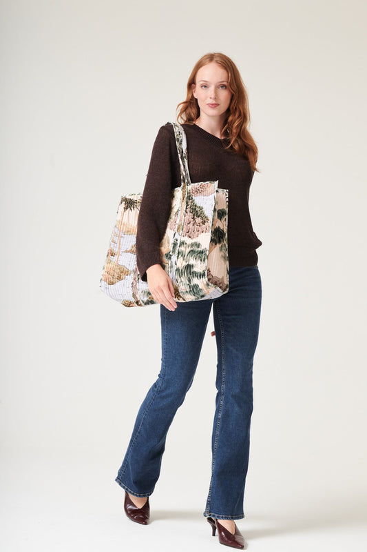 One Hundred Stars Rivers and Trees Large Velvet Tote Bag