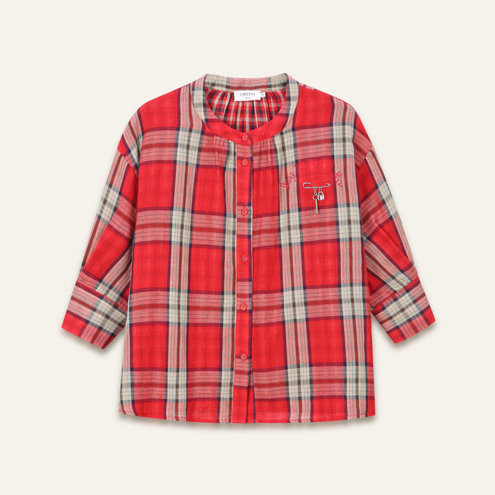 Orfeo Simone Blouse in Red checks