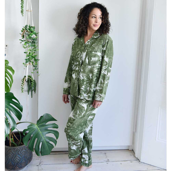 Powell Craft Tropical Green Fern Print Ladies Pyjamas