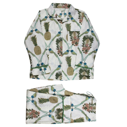 Powell Craft Bluebird & Pineapple Print Pyjamas