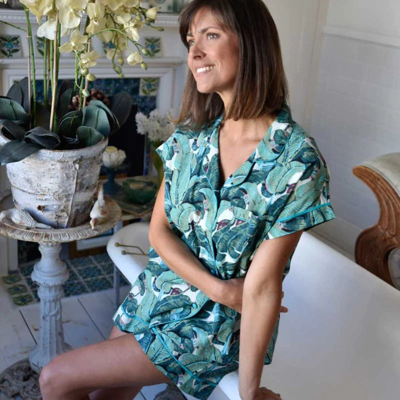 Green Leaf Short Pyjama Set from Powell Craft