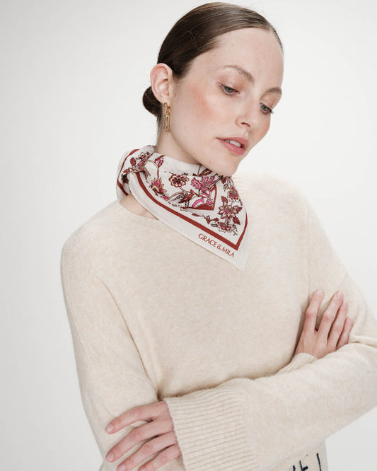 Grace & Mila Verlisse Cotton Floral Scarf in Fleur