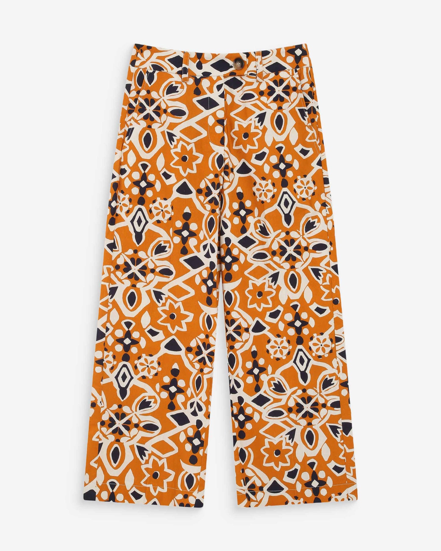 Grace & Mila Varsy 7/8 Patterned Trousers in Cognac