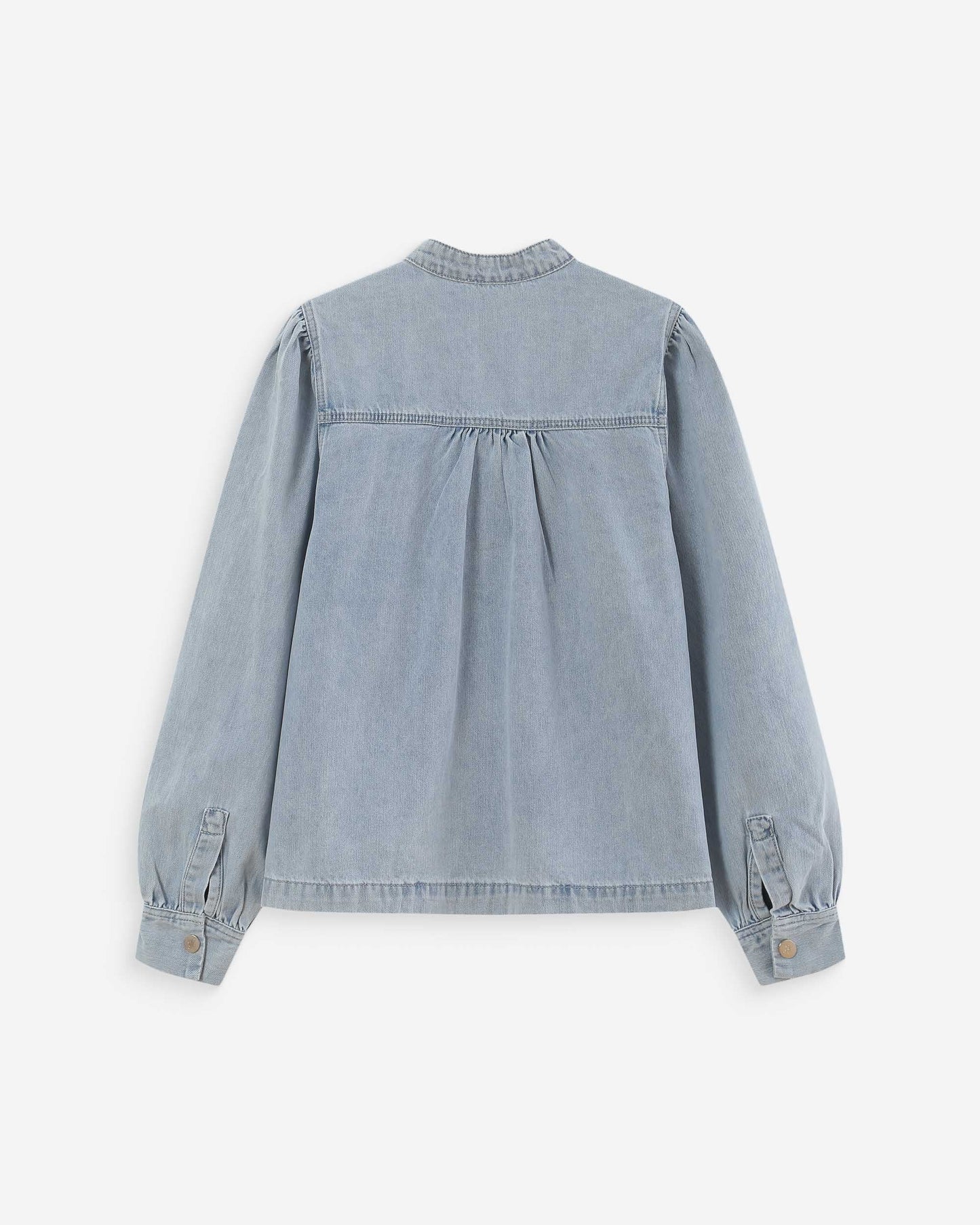 Grace & Mila Valory Straight Denim Blouse in Sky Blue
