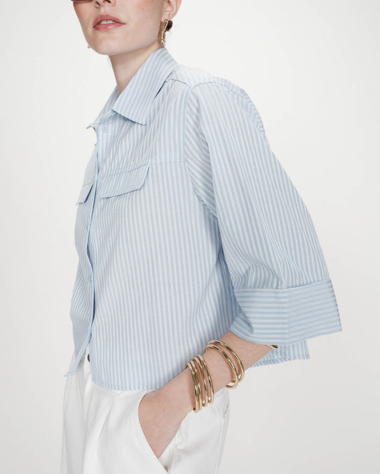 Grace & Mila Voice Short Striped Shirt in Ciel
