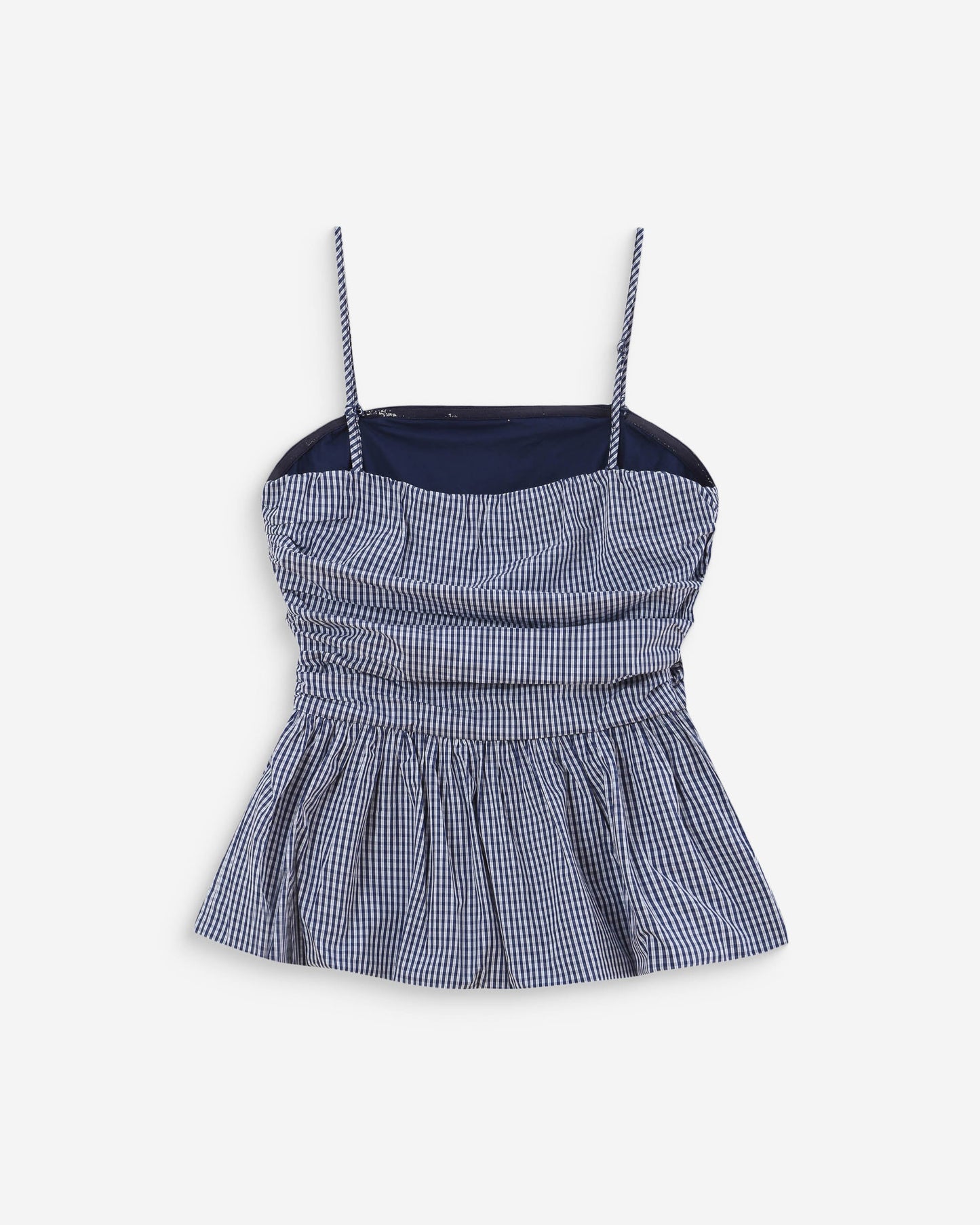 Grace & Mila Valo Fitted Peplum Top in Navy Check