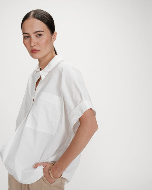 Grace & Mila Versigny Loose Cotton Blouse in Ivoire