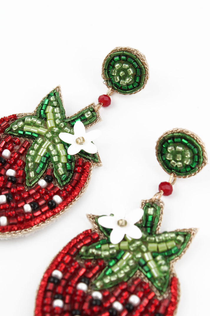 My Doris Beaded Strawberry Earrings