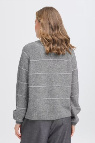 Fransa Kendra Cardigan in Asphalt Melange Mix
