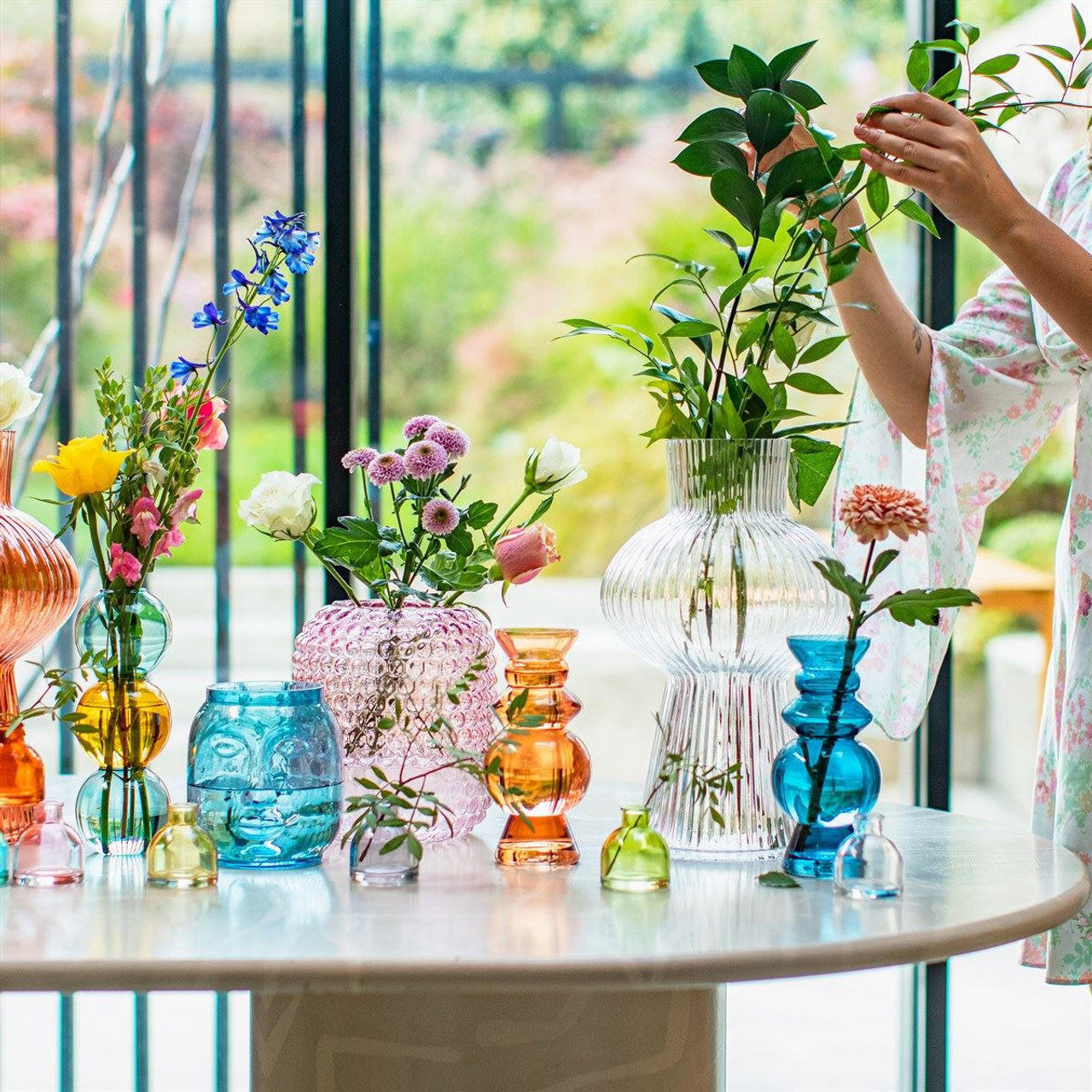 Shapely Fluted Glass Vase Clear