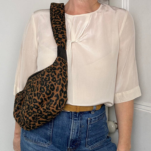 Brixton Cross Body Sling Bag - Twill Brown Leopard - small