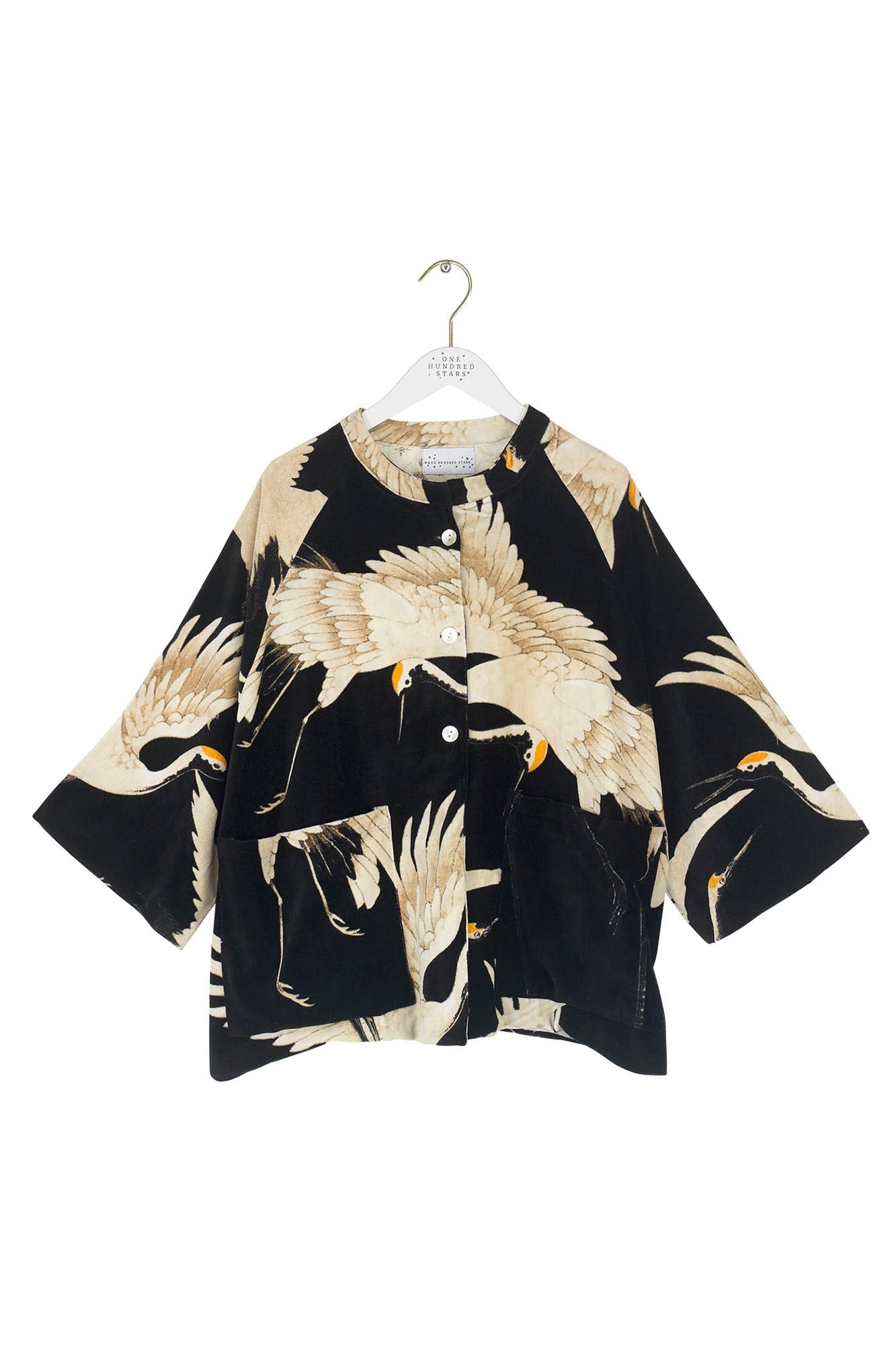 One Hundred Stars Black Stork Velvet Jacket