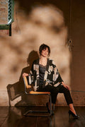 One Hundred Stars Stork Black Crepe Kimono