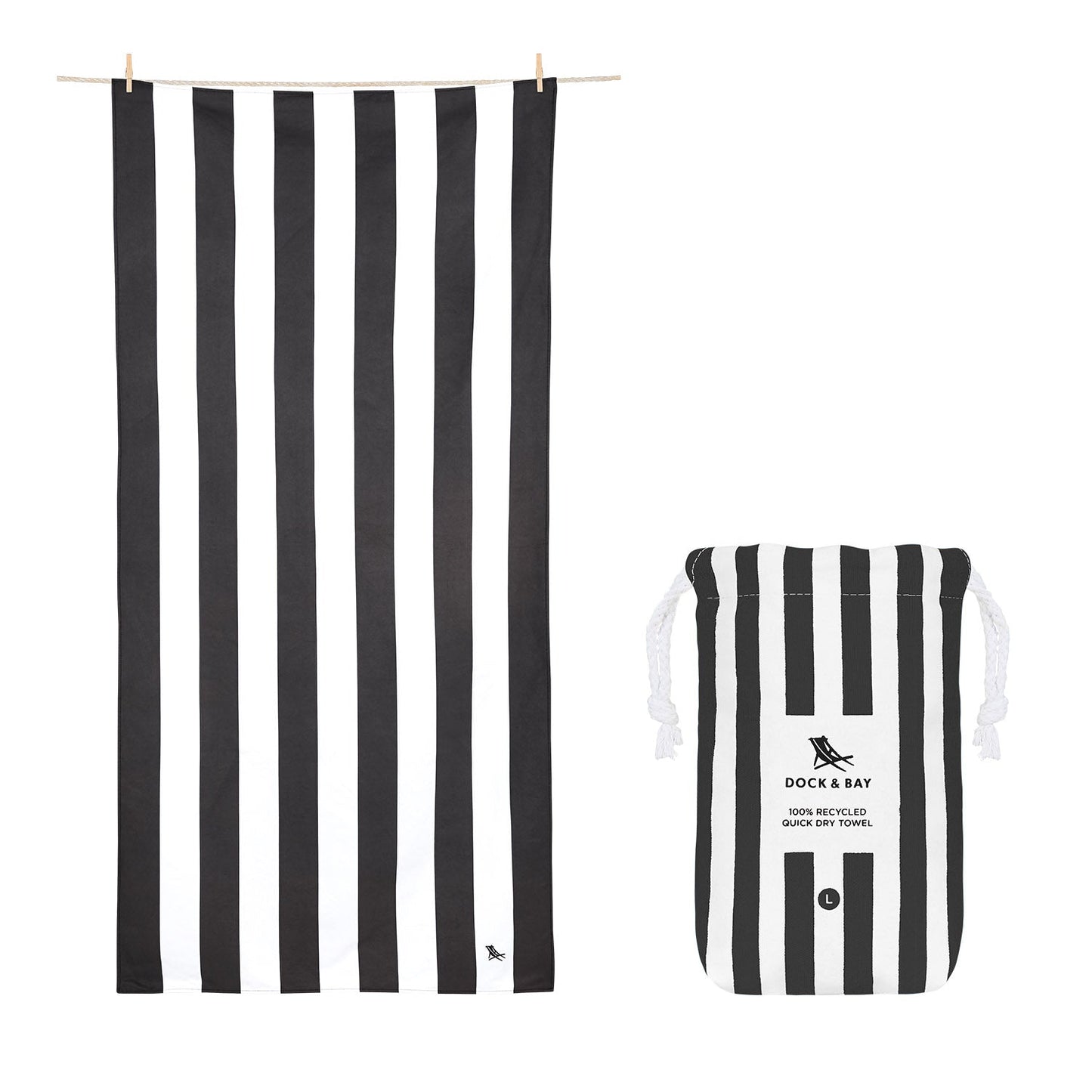 Dock & Bay Quick Dry Towels - Cabana Kamari Charcoal 160x90cm