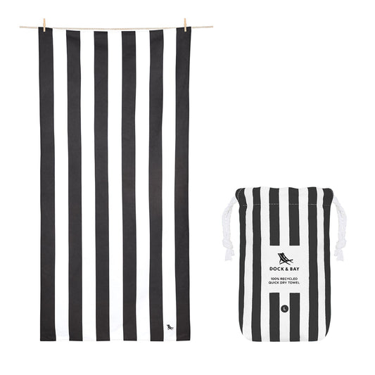 Dock & Bay Quick Dry Towels - Cabana Kamari Charcoal 160x90cm