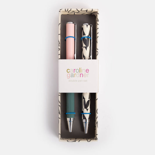 Caroline Gardner Checkmate Hearts/Colour block Set of 2 Boxed Pens