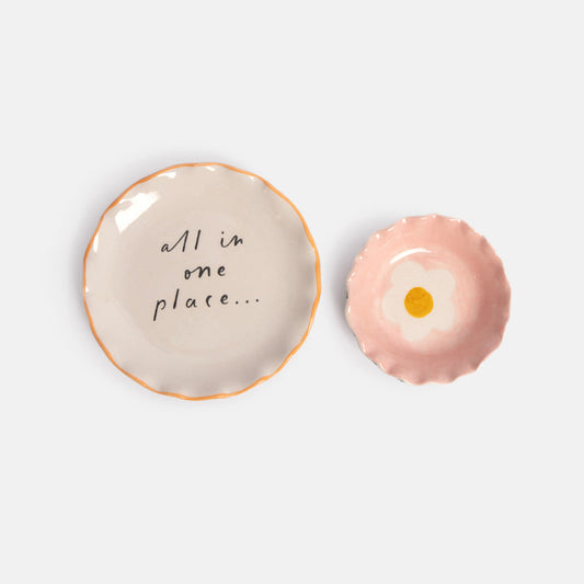 Caroline Gardener Pink Flower Set of 2 Trinket Bowls